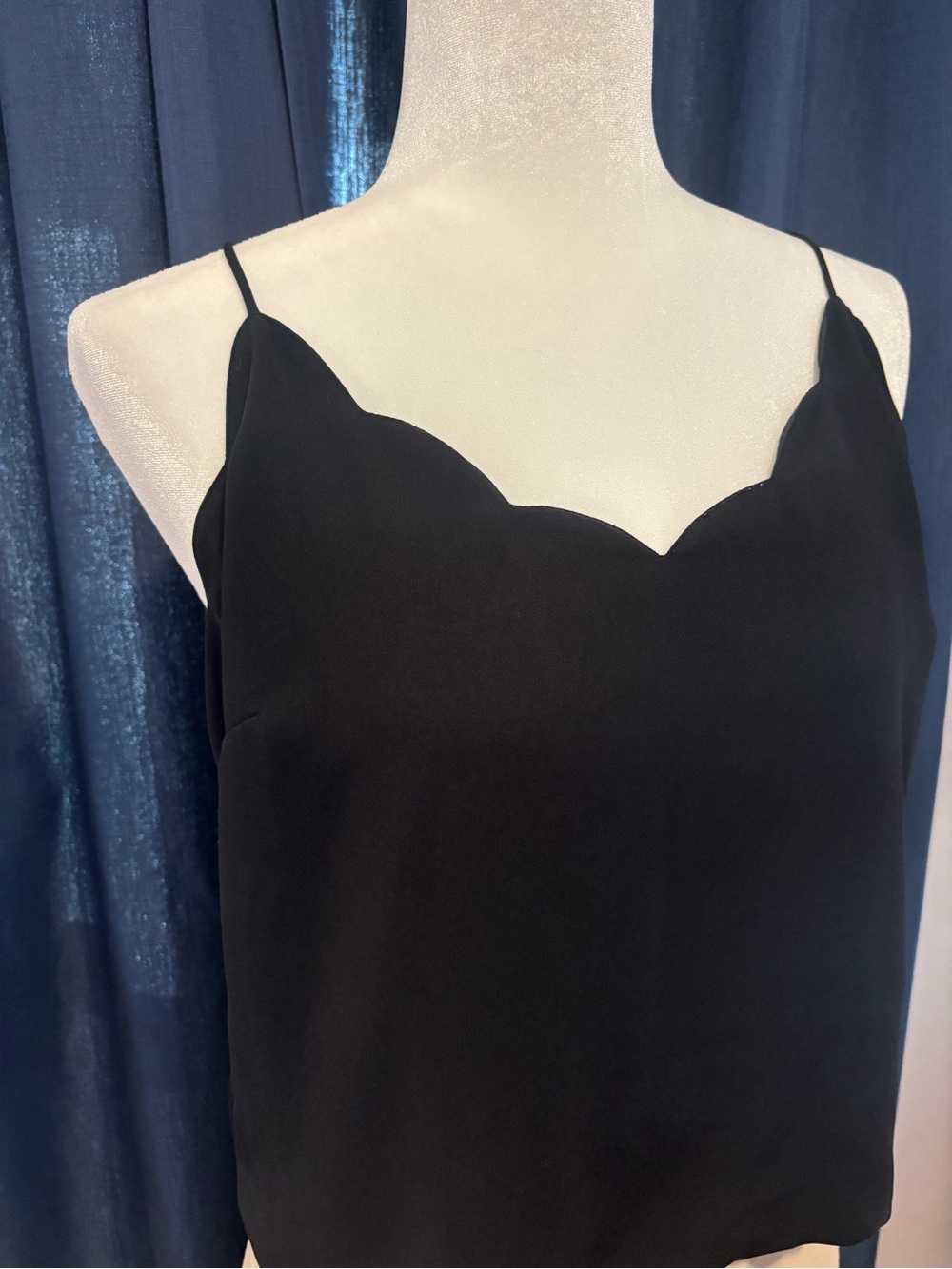 J. Crew Black Scalloped V-Neck Camisole